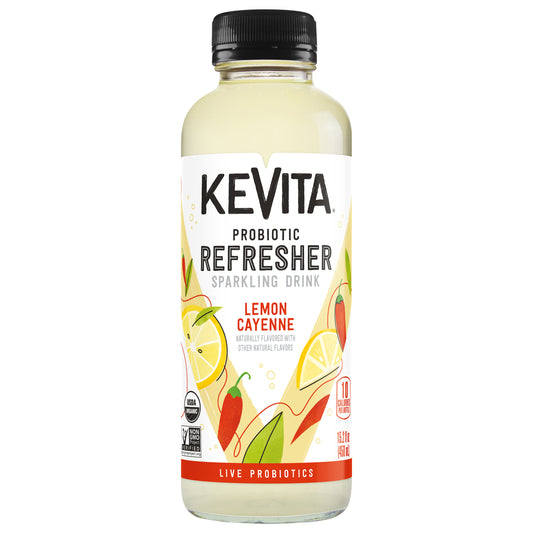 KeVita Sparkling Probiotic Drink, Lemon Cayenne, 15.2 Fl Oz Bottle