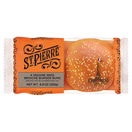 St. Pierre Pre-Sliced Sesame Seed Brioche Burger Buns 4 4 ea