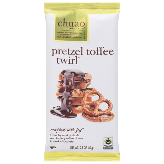 Chuao Chocolatier Pretzel Toffee Twirl Dark Chocolate Bar 2.8 oz