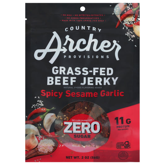 Country Archer Provisions Spicy Sesame Garlic Zero Sugar Beef Jerky 2 oz