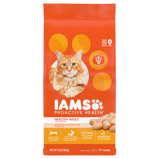 IAMS Proactive Health Healthy Adult Premium Adult 1+ Years with Chicken Cat Nutrition 7 lb