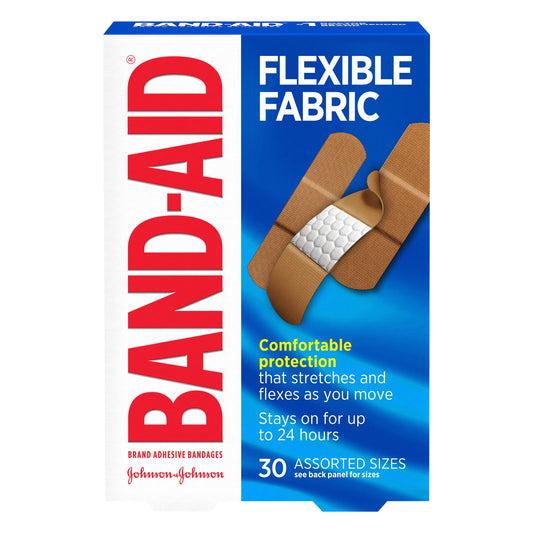 Band Aid Assorted Sizes Flexible Fabric Bandages 30 ea