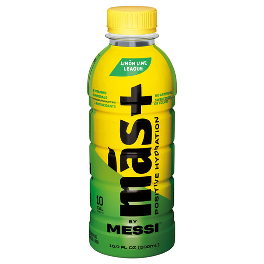 Más+ by Messi Hydration Sports Drink Limón Lime League, 16.9 fl oz Bottle