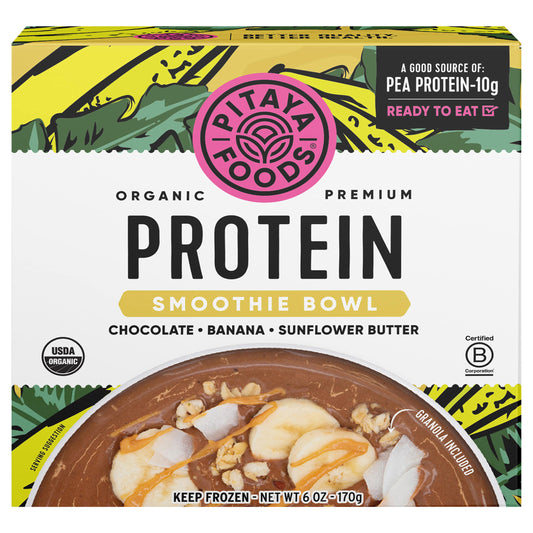 Pitaya Foods Organic Premium Protein Chocolate/Banana/Sunflower Butter Smoothie Bowl 6 oz
