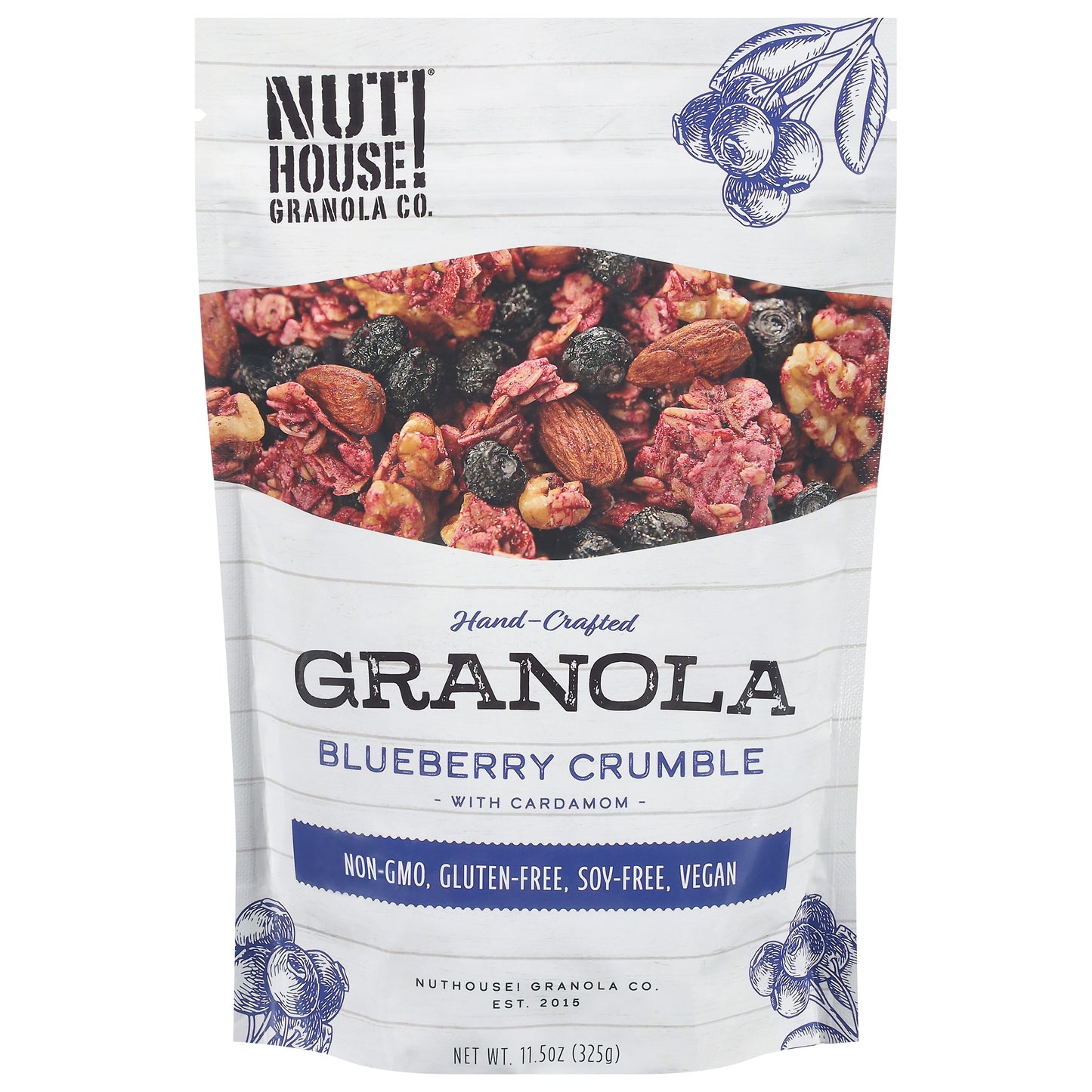 Nut House! Granola Co. Hand-Crafted Blueberry Crumble with Cardamom Granola 11.5 oz