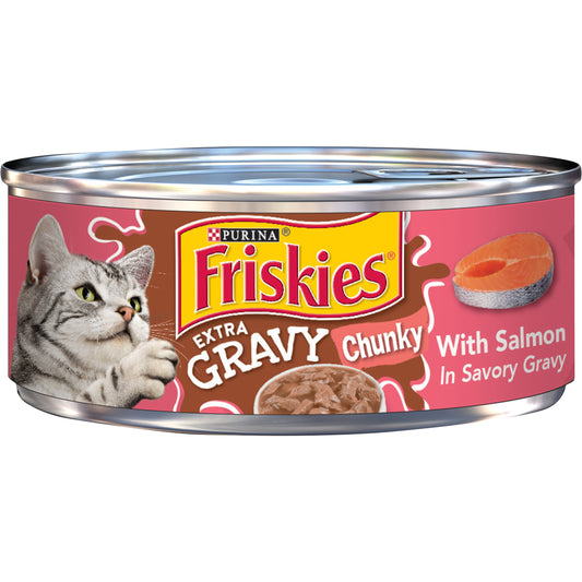 Purina Friskies Gravy Wet Cat Food, Extra Gravy Chunky With Salmon in Savory Gravy