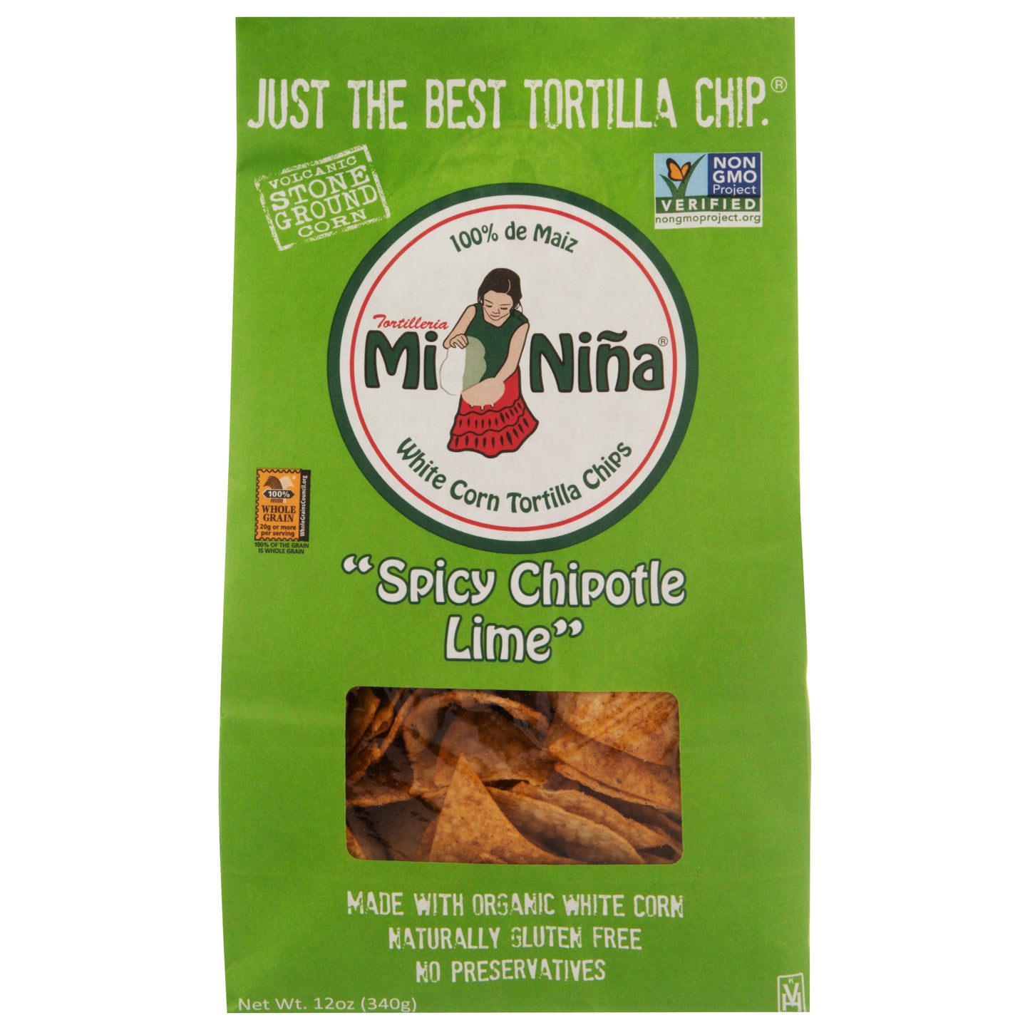 Mi Nina White Corn Spicy Chipotle Lime Tortilla Chips 12 oz
