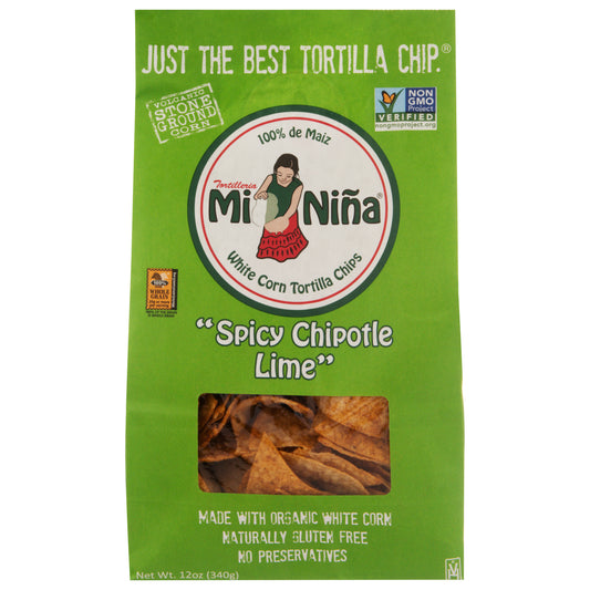 Mi Nina White Corn Spicy Chipotle Lime Tortilla Chips 12 oz