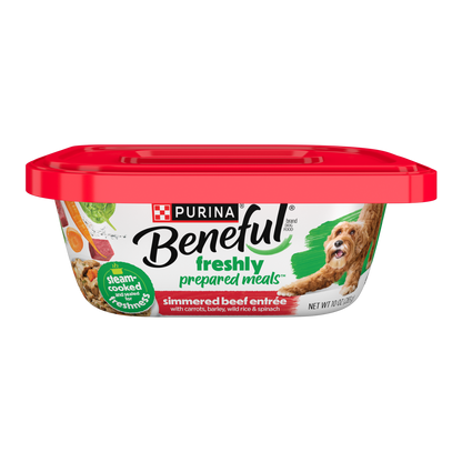 Purina Beneful Dog Food Freshly Prepared Meals Simmered Beef Entree with Carrots, Barley, Wild Rice and Spinach - 10 oz. Tub