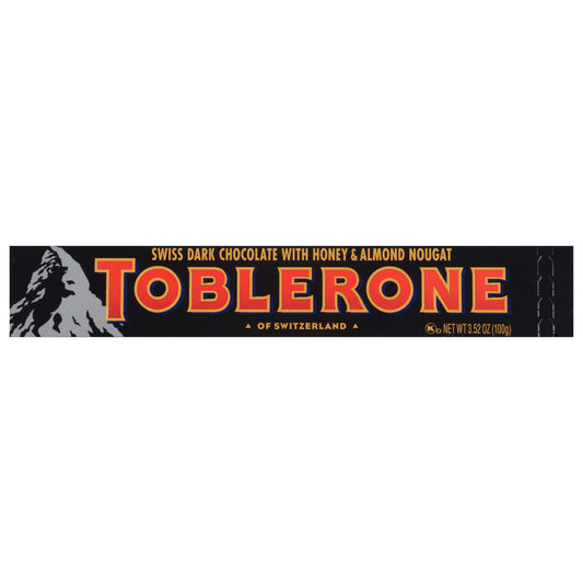 Toblerone Swiss Dark Chocolate Candy Bars with Honey and Almond Nougat, 3.52 oz Bar