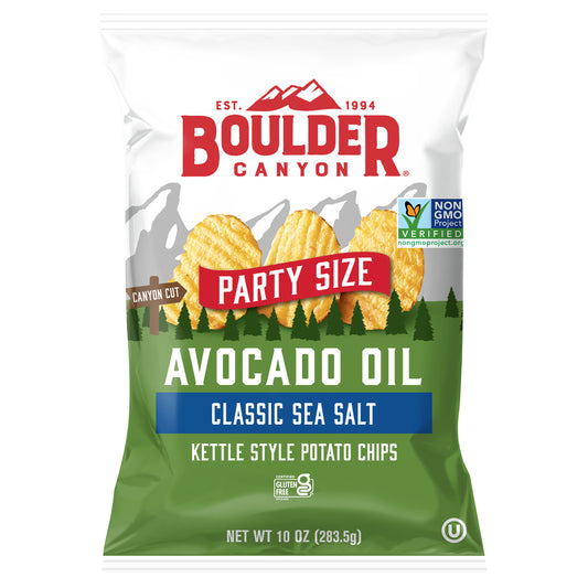 Boulder Canyon Avocado Oil Classic Sea Salt Canyon Cut Kettle Style Potato Chips 10 oz