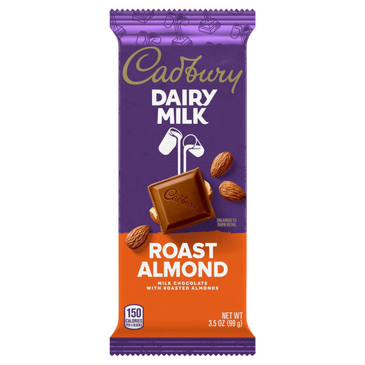 CADBURY DAIRY MILK Roast Almond Milk Chocolate with Roasted Almonds Candy, 3.5 oz, Bar