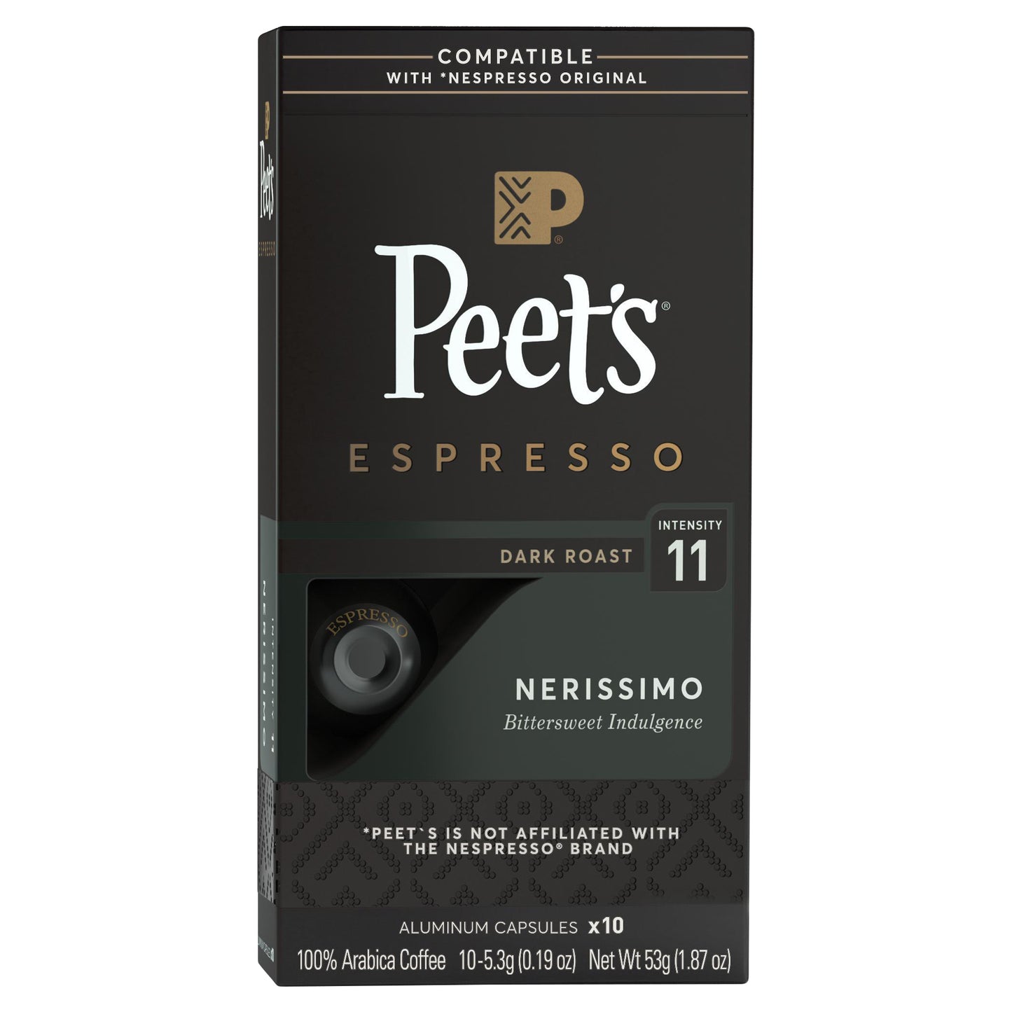 Peet's Coffee, Nerissimo (Intensity 11) Dark Roast Capsules - 10ct Capsules
