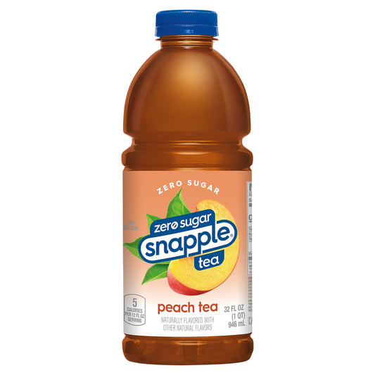 Snapple Zero Sugar Peach Tea, 32 fl oz bottle