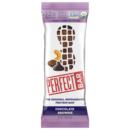 Perfect Bar Organic Chocolate Brownie Cashew Butter and Peanut Butter Protein Bar, 2.2 oz