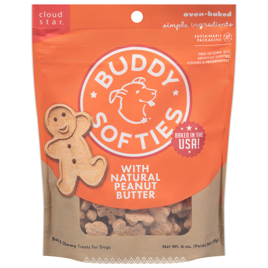 Buddy Softies Soft & Chewy Oven-Baked Treats for Dogs with Natural Peanut Butter 6 oz