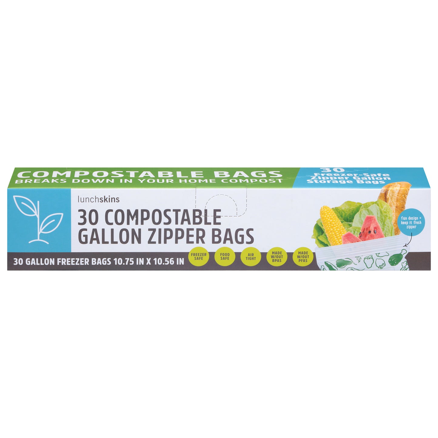 Lunchskins Compostable Gallon Zipper Bags 30 Each