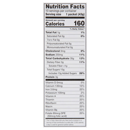 McCann's Instant Irish Maple Brown Sugar Oatmeal 10 - 1.51 oz Packets