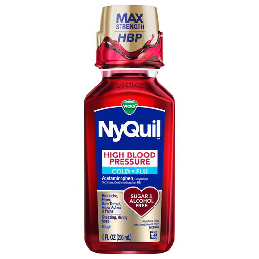 Vicks Nyquil Max Strength High Blood Pressure Cold & Flu 8 fl oz