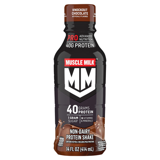 Muscle Milk Pro Series Non-Dairy Protein Shake Knockout Chocolate Artificially Flavored 14 Fl Oz Bottle