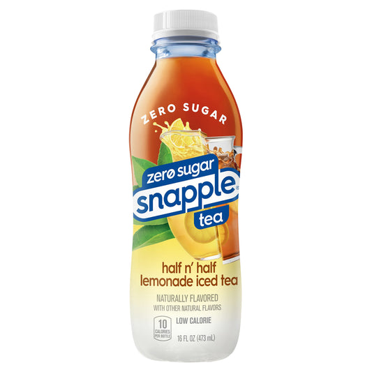 Snapple Zero Sugar Half 'n Half Tea, 16 fl oz recycled plastic bottle