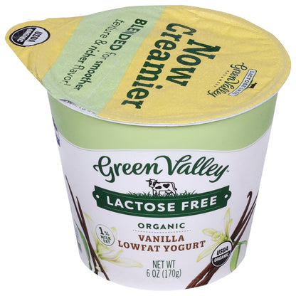 Green Valley Lactose Free Lowfat Organic Vanilla Yogurt 6 oz