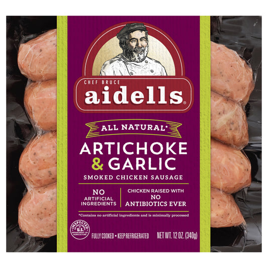 Aidells® Smoked Chicken Sausage, Artichoke & Garlic, 12 oz. (4 Fully Cooked Links)