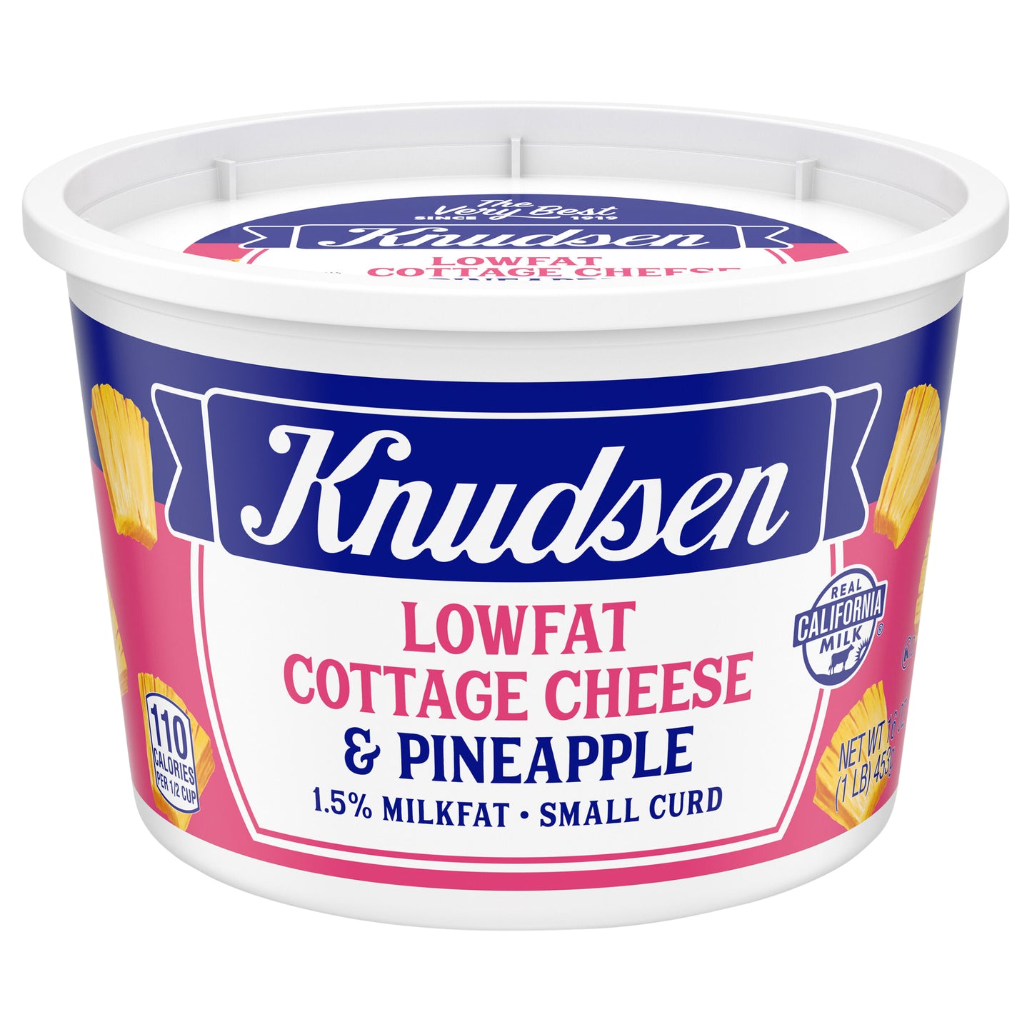 Knudsen Lowfat Small Curd Cottage Cheese & Pineapple with 1.5% Milkfat, 16 oz Tub