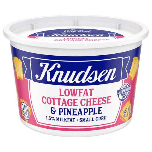 Knudsen Lowfat Small Curd Cottage Cheese & Pineapple with 1.5% Milkfat, 16 oz Tub