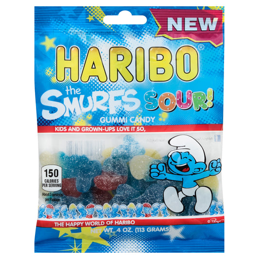 Haribo Gummi Candy 4 oz - the SMURFS SOUR GUMMI CANDY