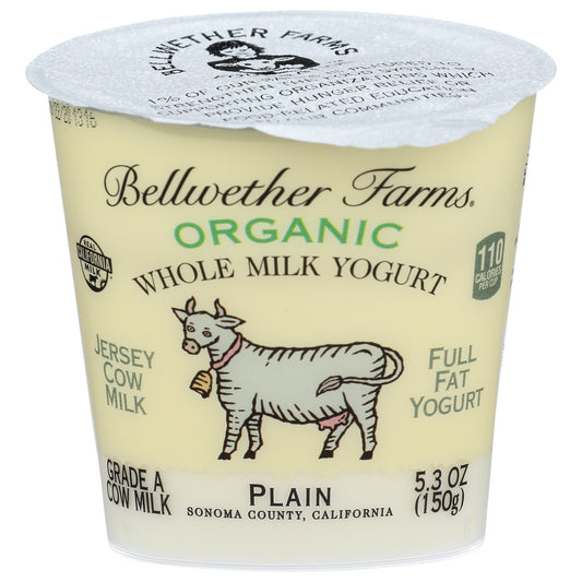 Bellwether Farms, Organic Whole Milk Yogurt Plain, 5.3 Oz