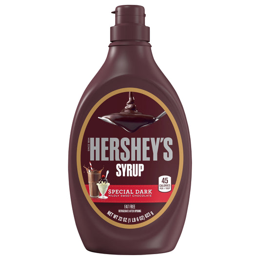 HERSHEY'S SPECIAL DARK Mildly Sweet Chocolate Syrup Bottle, 22 oz