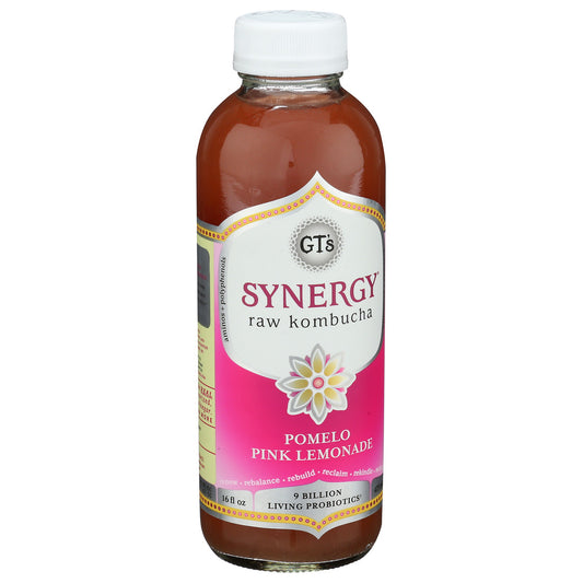 Gt's, Synergy Raw Kombucha Pomelo Pink Lemonade, 16 Oz