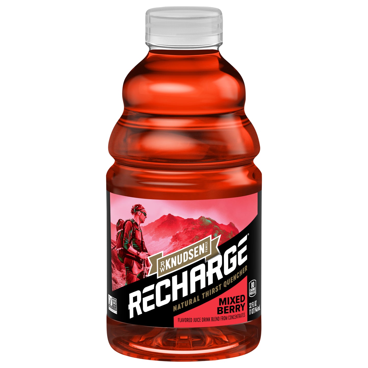R.W. Knudsen Recharge Mixed Berry Flavored Juice Sports Beverage with Electrolytes, 32 Ounces