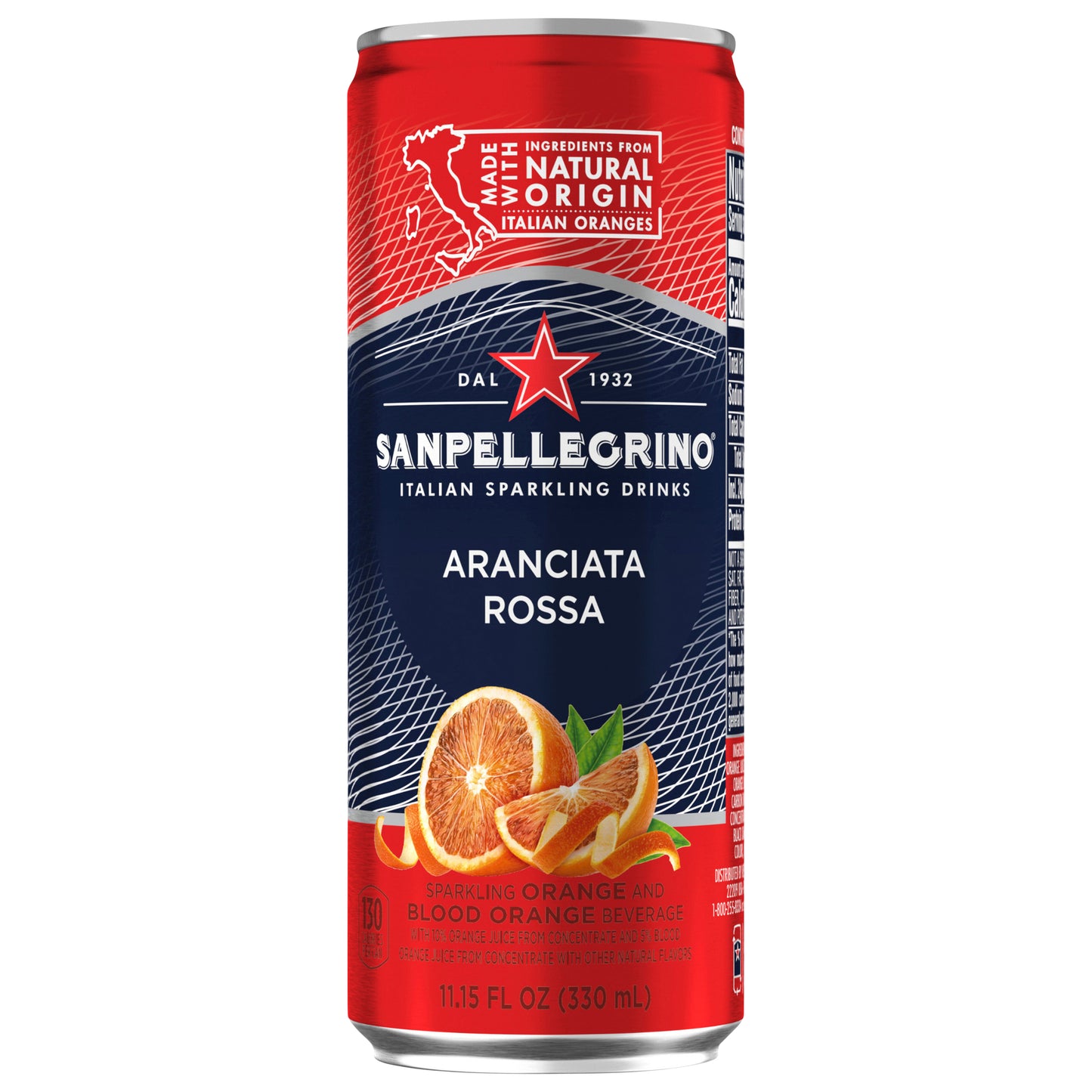 Sanpellegrino Italian Sparkling Drink Aranciata Rossa, Sparkling Orange and Blood Orange Beverage Can