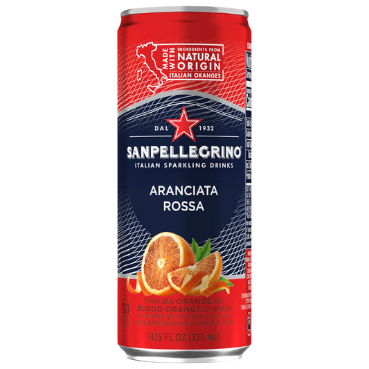 Sanpellegrino Italian Sparkling Drink Aranciata Rossa, Sparkling Orange and Blood Orange Beverage Can