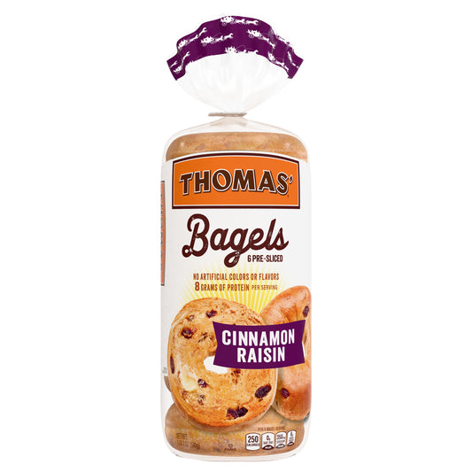 Thomas' Cinnamon Raisin Bagels, 6 count, 18 oz