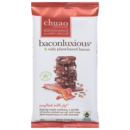 Chuao Chocolatier Baconluxious Milk Chocolate Bar with Plant-Based Bacon 2.8 oz