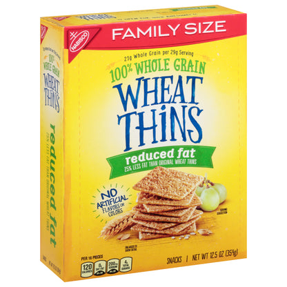 Wheat Thins 100% Whole Grain Reduced Fat Snacks Family Size 12.5 oz