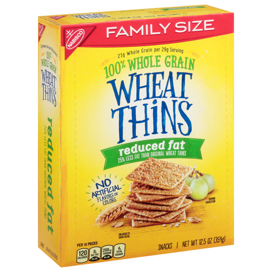 Wheat Thins 100% Whole Grain Reduced Fat Snacks Family Size 12.5 oz