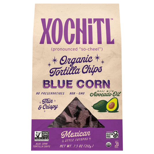 Xochitl Organic Blue Corn Tortilla Chips 7.5 oz Made with Avocado Oil