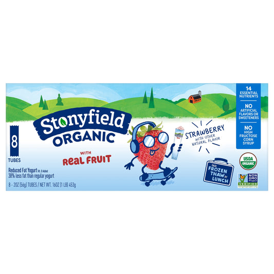 Stonyfield Organic Kids Reduced Fat Yogurt Tubes, Strawberry