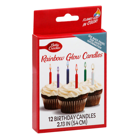Betty Crocker Rainbow Glow Birthday Candles 12 ea