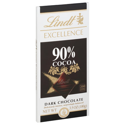 Lindt EXCELLENCE 90% Cocoa Dark Chocolate Candy Bar, Dark Chocolate, 3.5 oz. Bar