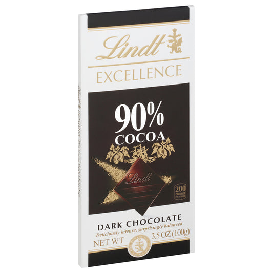 Lindt EXCELLENCE 90% Cocoa Dark Chocolate Candy Bar, Dark Chocolate, 3.5 oz. Bar