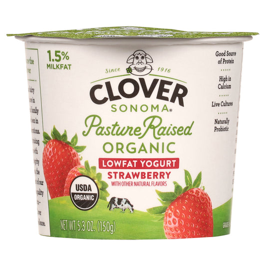 Clover Sonoma Organic Lowfat Strawberry Yogurt 5.3 oz