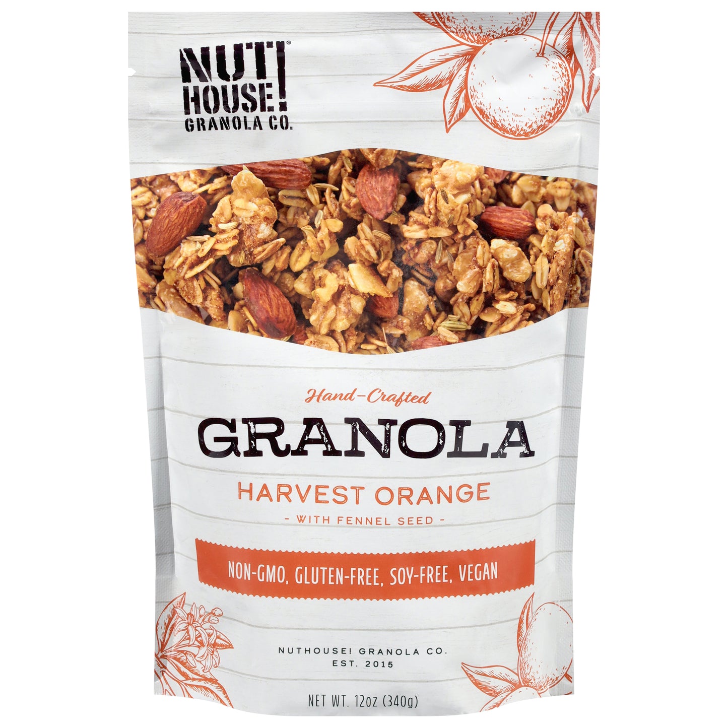Nut House! Granola Co. Hand-Crafted Harvest Orange with Fennel Seed Granola 12 oz