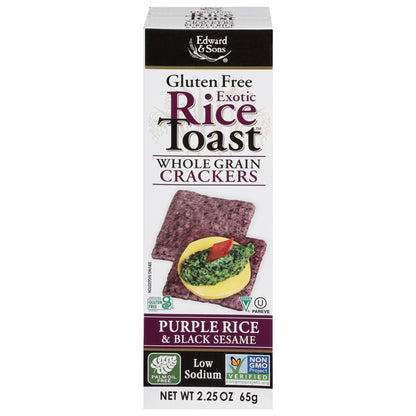 Edward & Sons Gluten Free Whole Grain Exotic Rice Toast Purple Rice & Black Sesame Crackers 2.25 oz