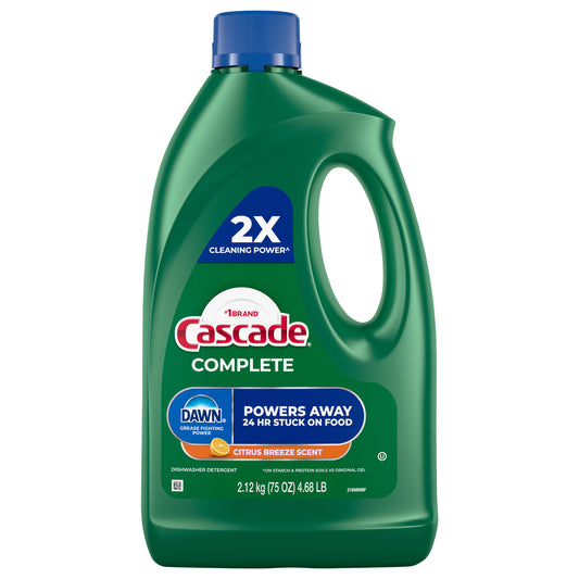 Cascade Complete Gel Dishwasher Detergent, Citrus Breeze Scent, 75 oz