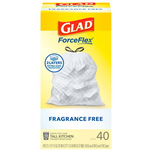 Glad Force Flex  Drawstring 13 Gallon 40ct